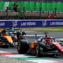 MONZA, ITALY - SEPTEMBER 07: Charles Leclerc of Monaco driving the (16) Scuderia Ferrari SF-25 leads Oscar Piastri of Australia driving the (81) McLaren MCL39 Mercedes on track during the F1 Grand Prix of Italy at Autodromo Nazionale Monza on September 07, 2025 in Monza, Italy. (Photo by Clive Rose/Getty Images)