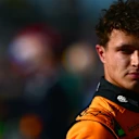 MONZA, ITALY - SEPTEMBER 06: Second placed qualifier Lando Norris of Great Britain and McLaren looks on during qualifying ahead of the F1 Grand Prix of Italy at Autodromo Nazionale Monza on September 06, 2025 in Monza, Italy. (Photo by Mario Renzi - Formula 1/Formula 1 via Getty Images)