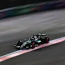 LAS VEGAS, NEVADA - NOVEMBER 20: George Russell of Great Britain driving the (63) Mercedes AMG Petronas F1 Team W16 on track during practice ahead of the F1 Grand Prix of Las Vegas at Las Vegas Strip Circuit on November 20, 2025 in Las Vegas, Nevada. (Photo by Bryn Lennon - Formula 1/Formula 1 via Getty Images)