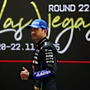LAS VEGAS, NEVADA - NOVEMBER 21: Third placed qualifier Carlos Sainz of Spain and Williams gives a thumbs up in parc ferme during qualifying ahead of the F1 Grand Prix of Las Vegas at Las Vegas Strip Circuit on November 21, 2025 in Las Vegas, Nevada. (Photo by Mark Thompson/Getty Images)