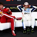 MEXICO CITY, MEXICO - OCTOBER 25: Pole position qualifier Lando Norris of Great Britain and McLaren and Second placed qualifier Charles Leclerc of Monaco and Scuderia Ferrari talk in the Drivers Press Conference during qualifying ahead of the F1 Grand Prix of Mexico at Autodromo Hermanos Rodriguez on October 25, 2025 in Mexico City, Mexico. (Photo by Clive Rose/Getty Images)