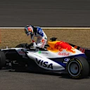 SHANGHAI, CHINA - MARCH 13: Arvid Lindblad of Great Britain and Visa Cash App Racing Bulls climbs out of his car after stopping during practice ahead of the F1 Grand Prix of China at Shanghai International Circuit on March 13, 2026 in Shanghai, China. (Photo by Alex Bierens de Haan/Getty Images)