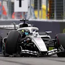 MONTREAL, QUEBEC - MAY 24: Sergio Perez of Mexico driving the (11) Cadillac F1 Team MAC-26 Ferrari crashes out during the F1 Grand Prix of Canada at Circuit Gilles-Villeneuve on May 24, 2026 in Montreal, Quebec. (Photo by Bryn Lennon - Formula 1/Formula 1 via Getty Images)