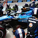 MONTREAL, QUEBEC - MAY 23: Alexander Albon of Thailand driving the (23) Williams FW48 Mercedes makes a pitstop during the Sprint ahead of the F1 Grand Prix of Canada at Circuit Gilles-Villeneuve on May 23, 2026 in Montreal, Quebec. (Photo by Peter Fox/Getty Images)