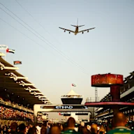 ABU DHABI, UNITED ARAB EMIRATES - DECEMBER 08: An Etihad Airbus A380 flies over the grid prior to