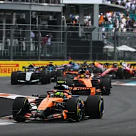MIAMI, FLORIDA - MAY 02: Lando Norris of Great Britain driving the (1) McLaren MCL40 Mercedes leads