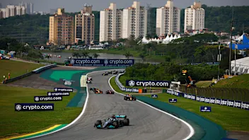 SAO PAULO, BRAZIL - NOVEMBER 13: George Russell of Great Britain driving the (63) Mercedes AMG