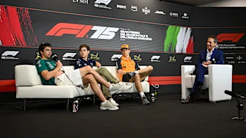 IMOLA, ITALY - MAY 15: Lance Stroll of Canada and Aston Martin F1 Team, Franco Colapinto of