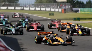BUDAPEST, HUNGARY - JULY 21: Oscar Piastri of Australia driving the (81) McLaren MCL38 Mercedes
