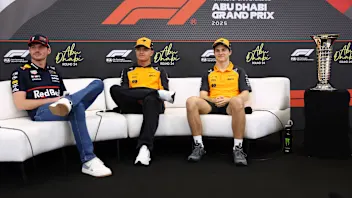 LUSAIL CITY, QATAR - NOVEMBER 29: Third placed Lando Norris of Great Britain and McLaren in the