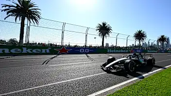 MELBOURNE, AUSTRALIA - MARCH 06: George Russell of Great Britain driving the (63) Mercedes AMG