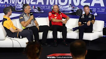 Andrea Stella, Mario Isola, Frederic Vasseur and Christian Horner during press conference ahead of