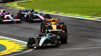 SAO PAULO, BRAZIL - NOVEMBER 03: George Russell of Great Britain driving the (63) Mercedes AMG