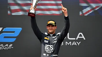 IMOLA, ITALY - MAY 17: Race winner Jak Crawford of United States and DAMS Lucas Oil (11) celebrates