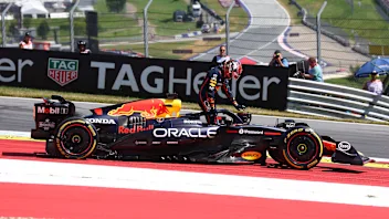 SPIELBERG, AUSTRIA - JUNE 29: Max Verstappen of the Netherlands and Oracle Red Bull Racing climbs