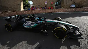 BAKU, AZERBAIJAN - SEPTEMBER 24: George Russell of Great Britain driving the (63) Mercedes AMG
