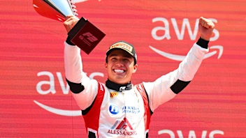 BUDAPEST, HUNGARY - JULY 26: Race winner Noel Leon of Mexico and Campos Racing (5) lifts his trophy