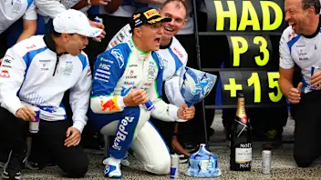 ZANDVOORT, NETHERLANDS - AUGUST 31: Third placed Isack Hadjar of France and Visa Cash App Racing