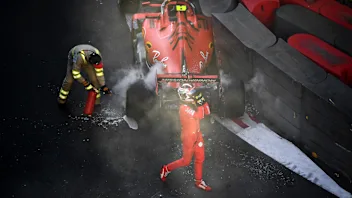 BAKU, AZERBAIJAN - APRIL 27: Charles Leclerc of Monaco and Ferrari walks from his car after