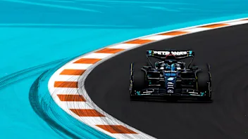 MIAMI, FLORIDA - MAY 05: George Russell of Great Britain driving the (63) Mercedes AMG Petronas F1
