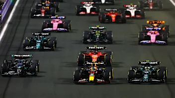 JEDDAH, SAUDI ARABIA - MARCH 19: Fernando Alonso of Spain driving the (14) Aston Martin AMR23