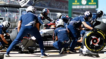 AUSTIN, TEXAS - OCTOBER 20: Daniel Ricciardo of Australia and Scuderia AlphaTauri stops in the