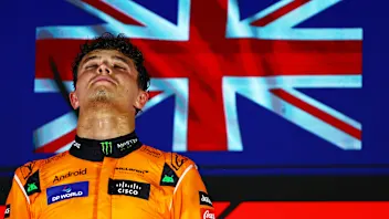SINGAPORE, SINGAPORE - SEPTEMBER 22: Race winner Lando Norris of Great Britain and McLaren