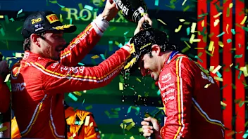 MELBOURNE, AUSTRALIA - MARCH 24: Race winner Carlos Sainz of Spain and Ferrari and Second placed