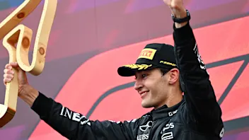 SPIELBERG, AUSTRIA - JUNE 30: Race winner George Russell of Great Britain and Mercedes celebrates