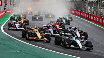 SAO PAULO, BRAZIL - NOVEMBER 03: George Russell of Great Britain driving the (63) Mercedes AMG