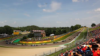 IMOLA, ITALY - MAY 19: A general view as Lewis Hamilton of Great Britain driving the (44) Mercedes