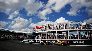 MIAMI, FLORIDA - MAY 05: Lando Norris of Great Britain driving the (4) McLaren MCL38 Mercedes on