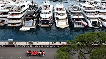 Ferrari's Monegasque driver Charles Leclerc drives during the third practice session of the Formula