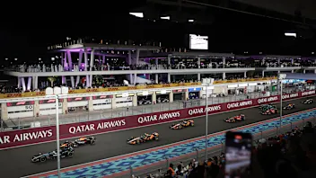 LUSAIL CITY, QATAR - DECEMBER 01: George Russell of Great Britain driving the (63) Mercedes AMG