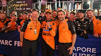 SINGAPORE, SINGAPORE - OCTOBER 05: Zak Brown, Chief Executive Officer of McLaren, Third placed