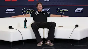 SINGAPORE, SINGAPORE - OCTOBER 05: Race winner George Russell of Great Britain and Mercedes AMG