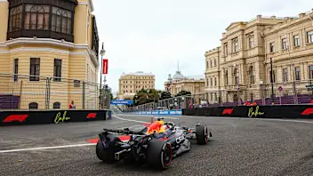 BAKU, AZERBAIJAN - SEPTEMBER 21: Max Verstappen of the Netherlands driving the (1) Oracle Red Bull