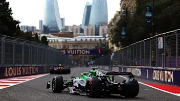 BAKU, AZERBAIJAN - SEPTEMBER 18: Williams pitstop practice during previews ahead of the F1 Grand
