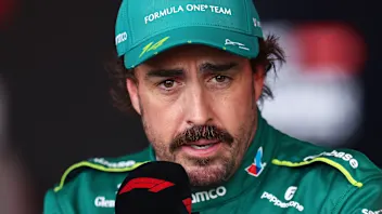 BUDAPEST, HUNGARY - AUGUST 01: Fernando Alonso of Spain and Aston Martin F1 Team is interviewed