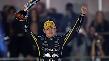 LAS VEGAS, NEVADA - NOVEMBER 22: Race winner Max Verstappen of the Netherlands and Oracle Red Bull