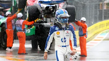 MIAMI, FLORIDA - MAY 03: Charles Leclerc of Monaco and Scuderia Ferrari walks away after a crash on