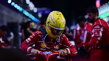 JEDDAH, SAUDI ARABIA - APRIL 20: Lewis Hamilton of Great Britain and Scuderia Ferrari arrives on
