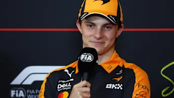SPIELBERG, AUSTRIA - JUNE 25: Oscar Piastri of Australia and McLaren speaks in the Drivers Press