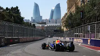 BAKU, AZERBAIJAN - SEPTEMBER 25: Pole position qualifier George Russell of Great Britain and