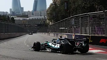 BAKU, AZERBAIJAN - SEPTEMBER 24: George Russell of Great Britain driving the (63) Mercedes AMG