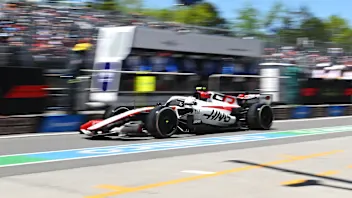 MONTREAL, QUEBEC - MAY 21: Vroum the mascot arrives in the Paddock during previews ahead of the F1