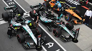 MONTREAL, QUEBEC - MAY 23: Pole position qualifier George Russell of Great Britain and Mercedes AMG