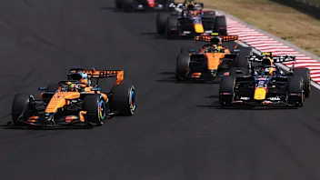 BUDAPEST, HUNGARY - JULY 26: Oscar Piastri of Australia driving the (81) McLaren MCL40 Mercedes