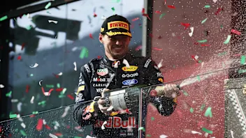 BUDAPEST, HUNGARY - JULY 26: Second placed Max Verstappen of the Netherlands and Oracle Red Bull