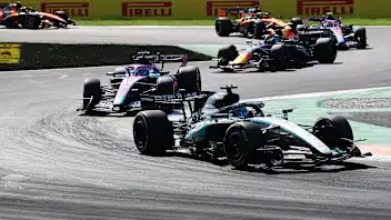 MONZA, ITALY - SEPTEMBER 06: George Russell of Great Britain driving the (63) Mercedes AMG Petronas